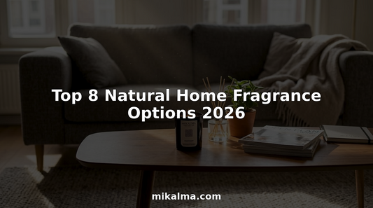 Living room with natural candles and reed diffuser