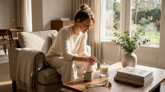 Woman lighting eco-friendly luxury candle